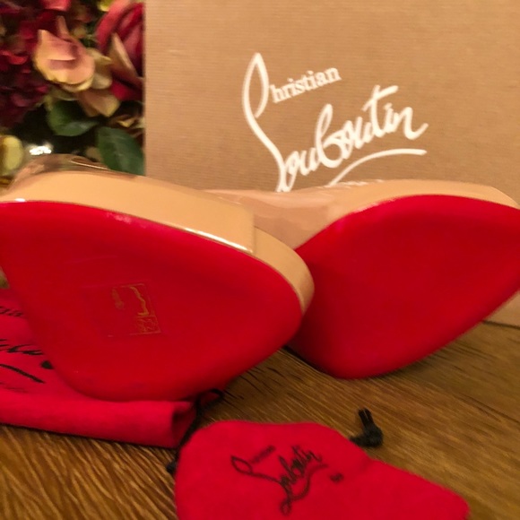 Christian Louboutin Lady Peep 120 mm Tan Patent - Picture 3 of 4